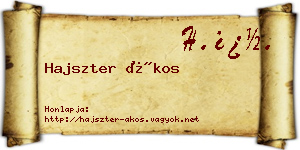 Hajszter Ákos névjegykártya